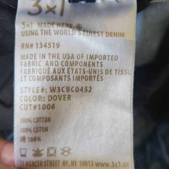 3X1 NYC Women’s 24 Blue Denim Button Fly Distressed Cropped Jeans Made in USA - Picture 7 of 10